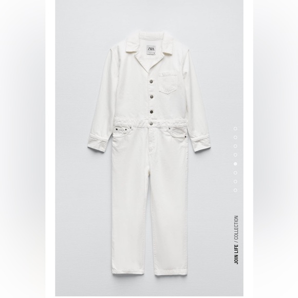 Zara long white denim jumpsuit sz s - Picture 6 of 7
